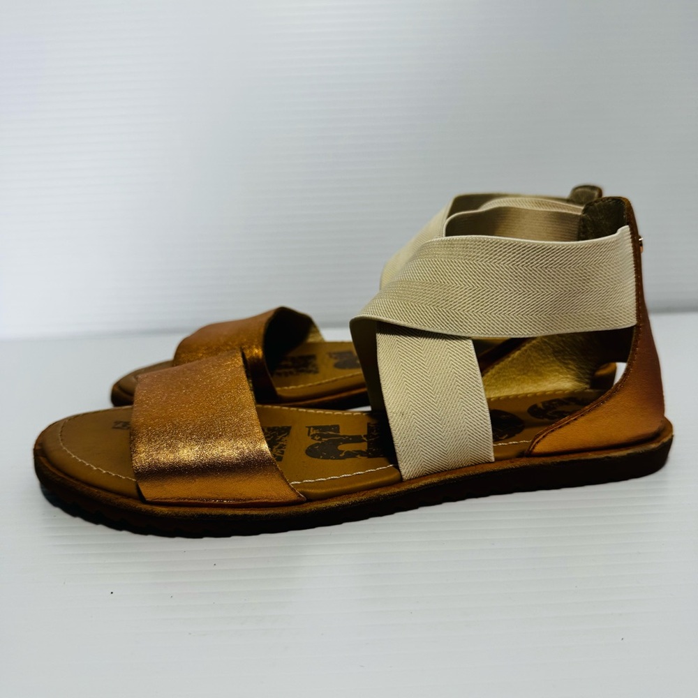 Sorel Ella Metallic Gold and Cream Sandals Size 7 - Picture 3 of 14